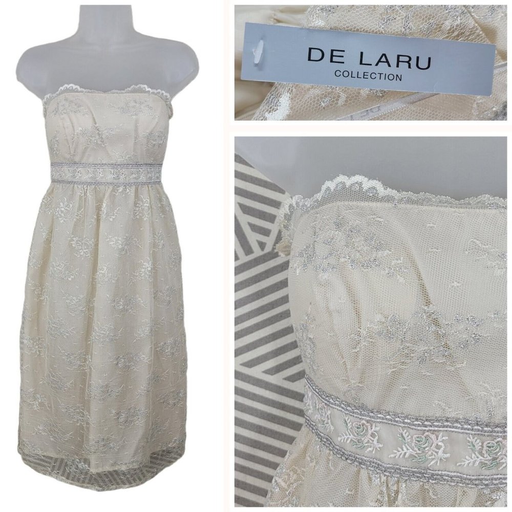Vintage NEW Y2K White Lace Dress size 2/4 Evening event Prom Sheath Cottagecore
